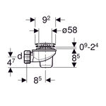 Sifón para plato de ducha Geberit d62, con tapón de desagüe: d=40mm, Cromado brillante